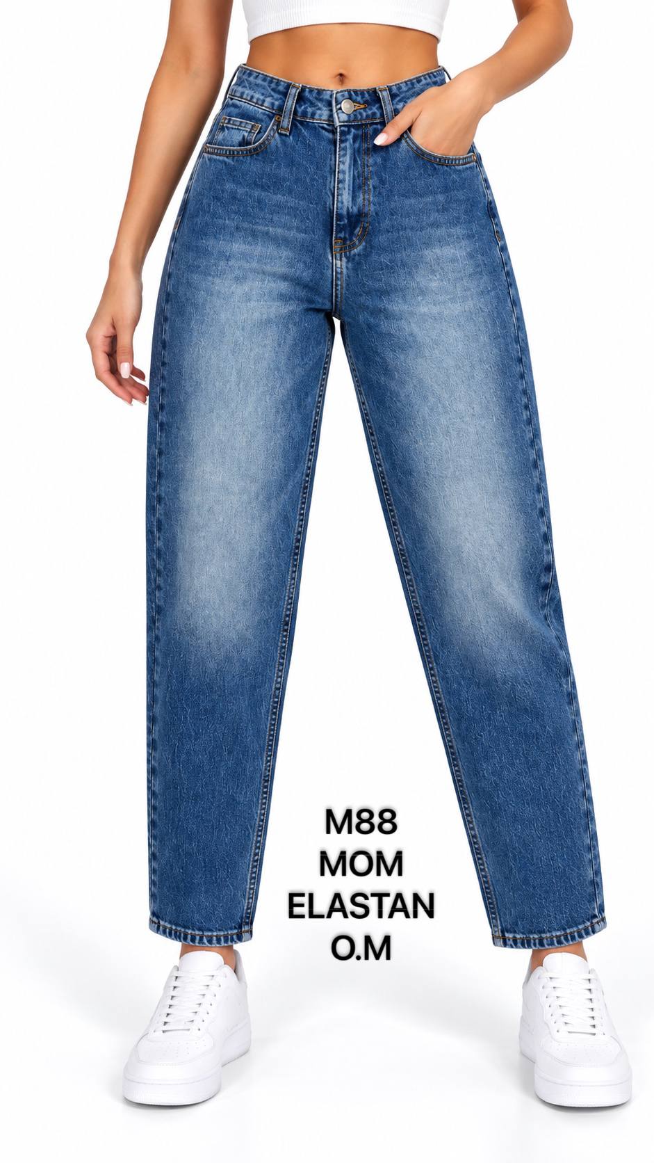 ELASTAN MOM DENİM PANTOLON görsel 2